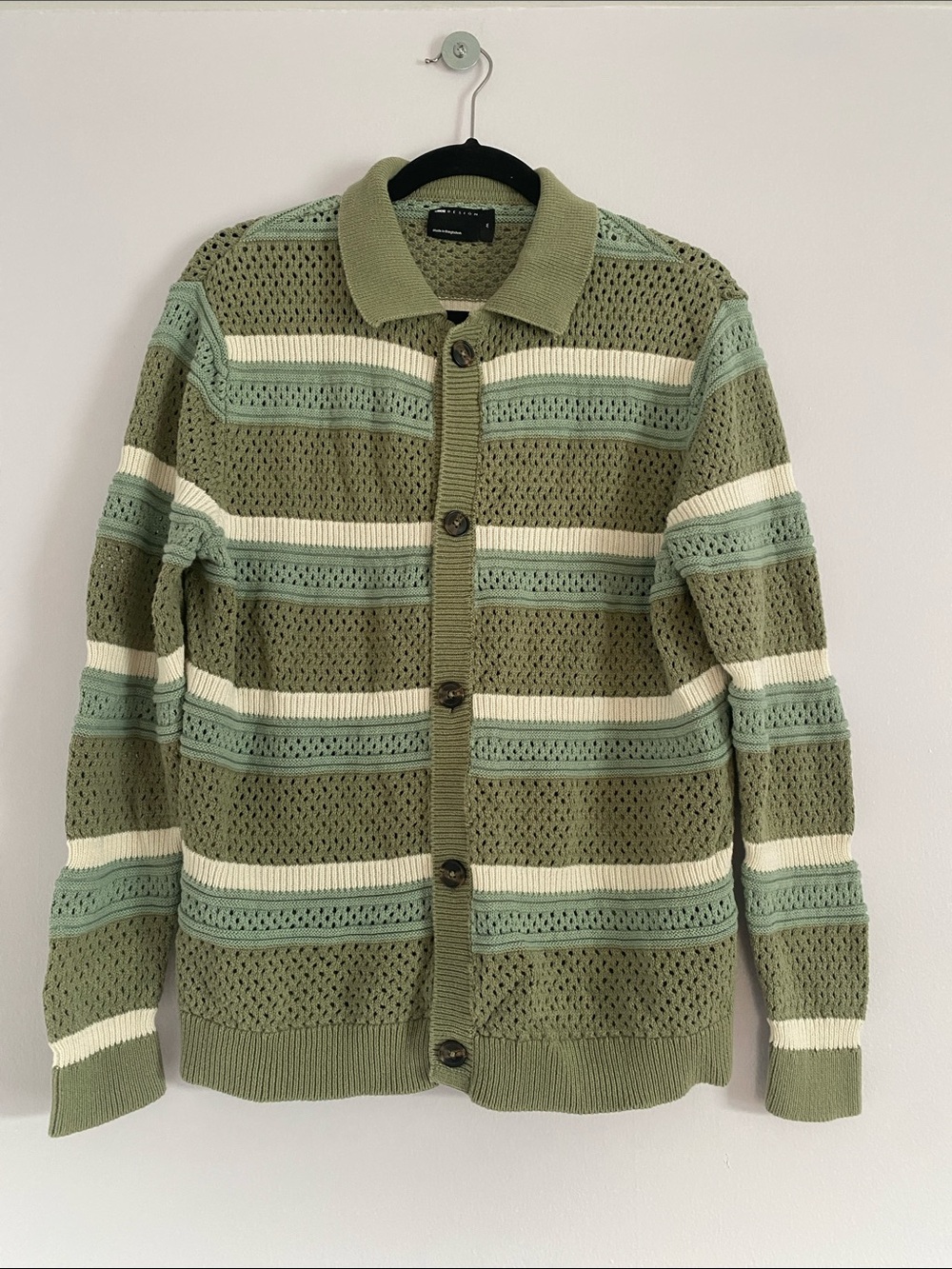 ASOS Men’s Green Striped Knit Cardigan
